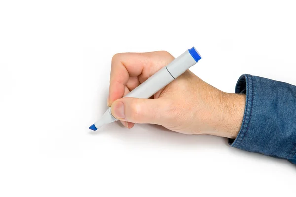 Hand with felt pen — Stock Photo, Image