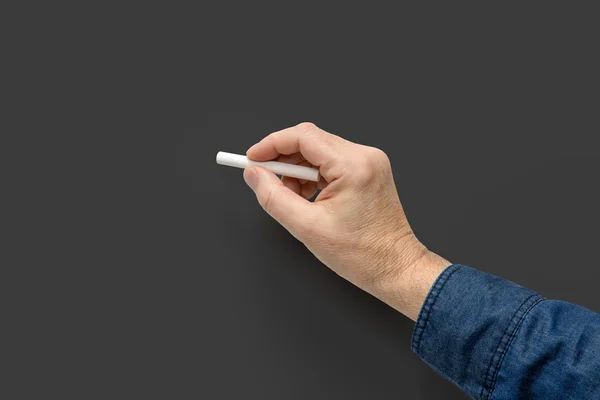 Hand with white crayon — Stock Photo, Image