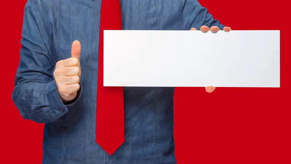 Man holding a sign — Stock Photo, Image