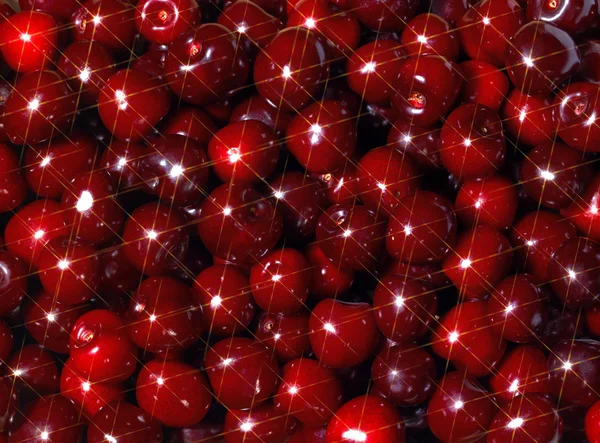 Full frame background showing lots of shiny red cherries — Stock Photo, Image