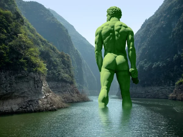 River with green giant — Stock Photo, Image