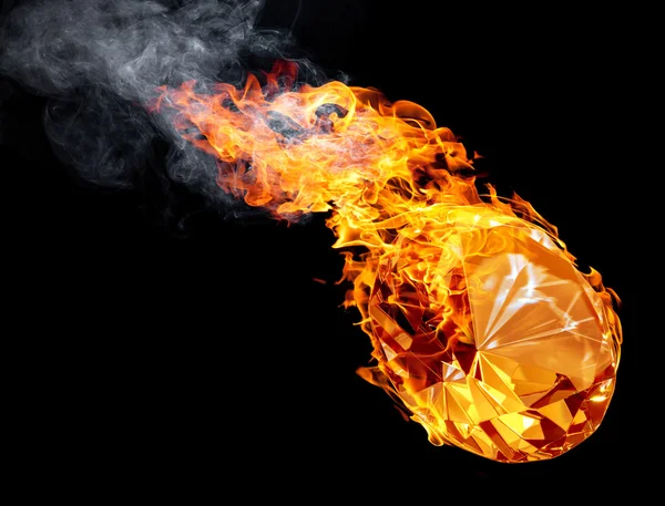 Burning diamond with flames — Stock Photo, Image