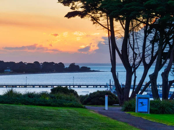 Prachtig Uitzicht Bij Schemering Vanuit Foreshore Portarlington Victoria Australië Stockfoto