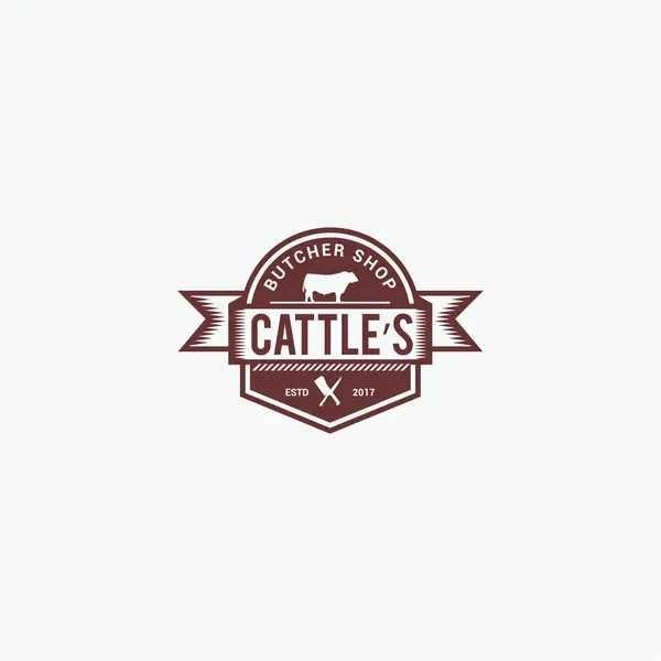 CATTLE Rozet ve Logo Şablon Tasarım Vektörü