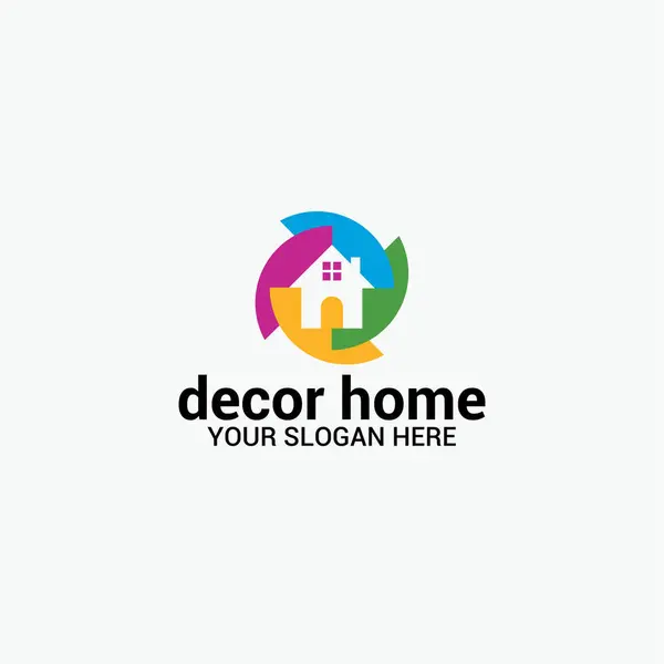 Dekor Ev Logosu Şablonu Tasarım Vektörü