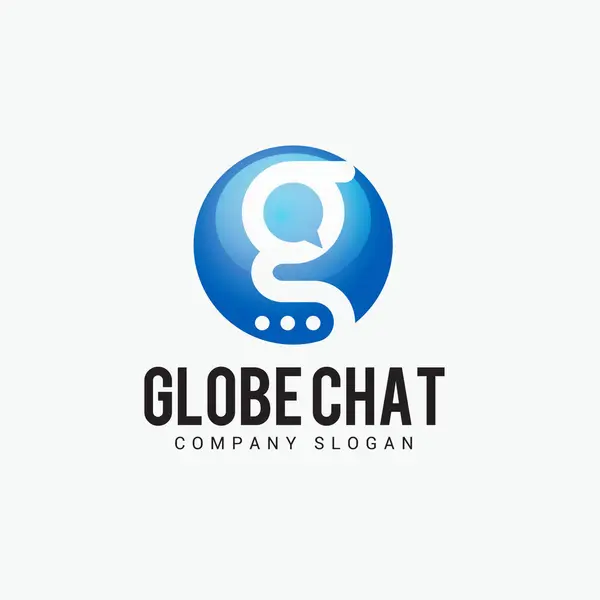 Globe Chat Logo Şablonu Tasarım Vektörü