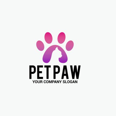 Pet Paw Logo Şablon Tasarım Vektörü