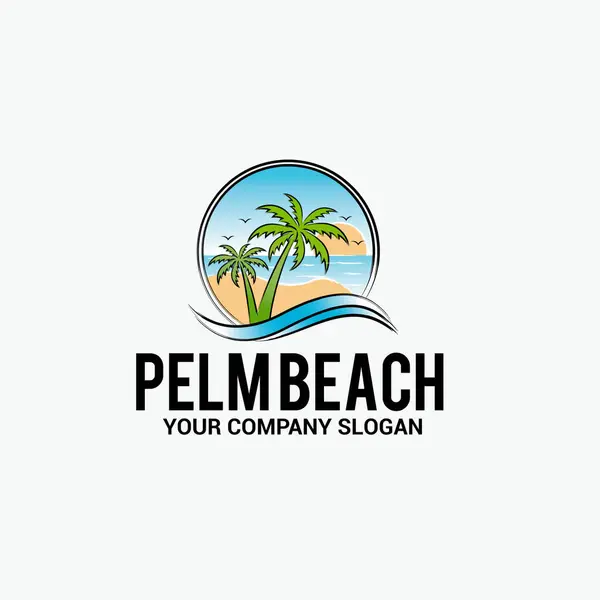 Palm Beach Logo Şablonu Tasarım Vektörü