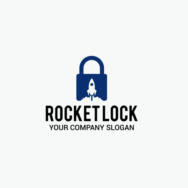 Roket Kilitli Logo Şablonu Tasarım Vektörü