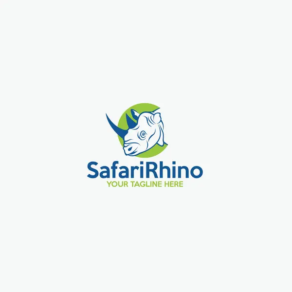 Safari Gergedan Logo Şablonu Tasarım Vektörü