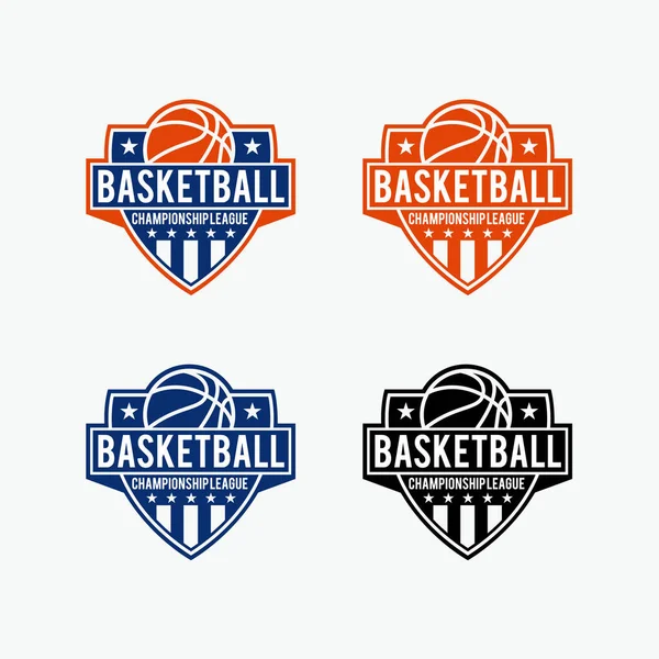 Basketball Etichette Loghi Design Vettoriale — Vettoriale Stock