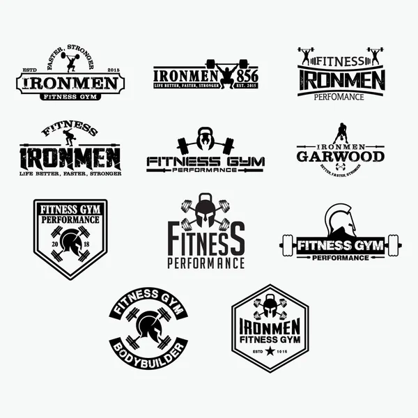Fitness Spor Salonu Etiketleri ve Logos vektör tasarımı