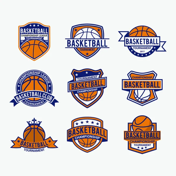 Basketball Etiketleri Logo Vektör Tasarımı — Stok Vektör