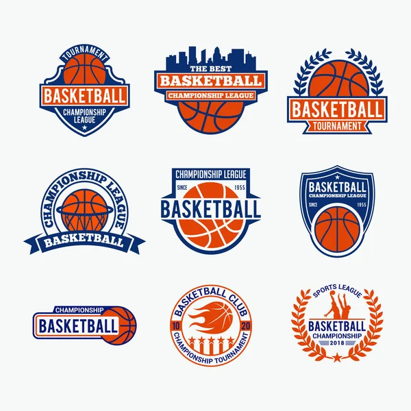 Basketball Etiketleri Logo Vektör Tasarımı — Stok Vektör