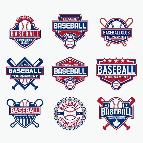 Etiquetas Béisbol Logos Diseño Vectorial — Vector de stock