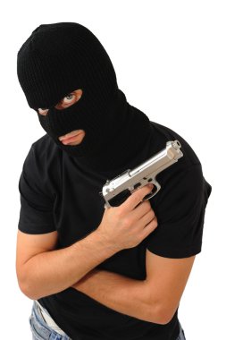 Silahlı maskeli adam.