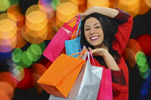 mutlu kız alışveriş