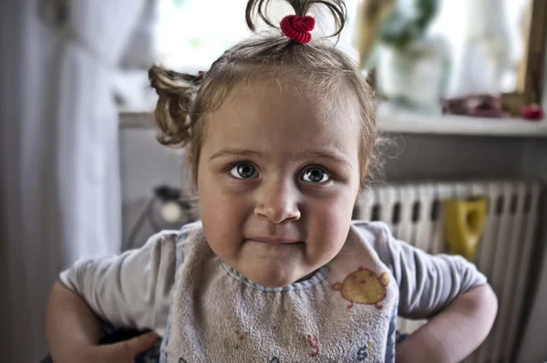 Bebê com rabo de cavalo — Fotografia de Stock