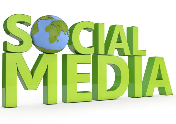 3D-woord sociale media op witte achtergrond — Stockfoto