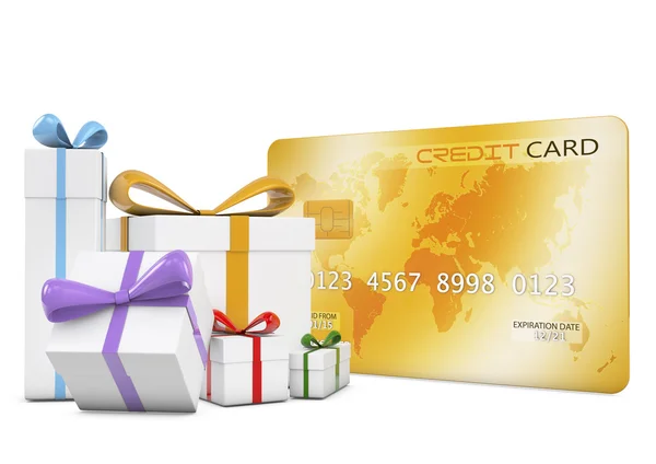 Gifts and credit card — Stock Photo, Image