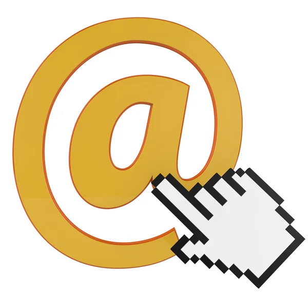 E-mail jel és a kéz ikon — Stock Fotó