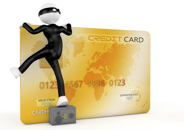 3d image, thief stealing a credit card Royalty Free Stock Images