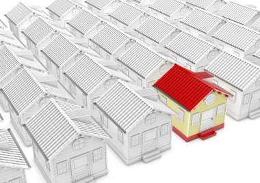 İzole üzerinde beyaz arka plan dışarı bir konumu olan ev modelleri