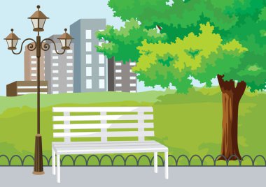 Public Park in The City Vector Background clipart