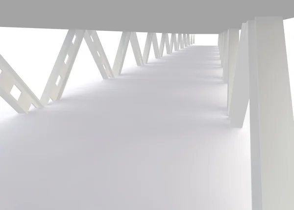 Soyut fütüristik beyaz köprü. 3D render — Stok fotoğraf