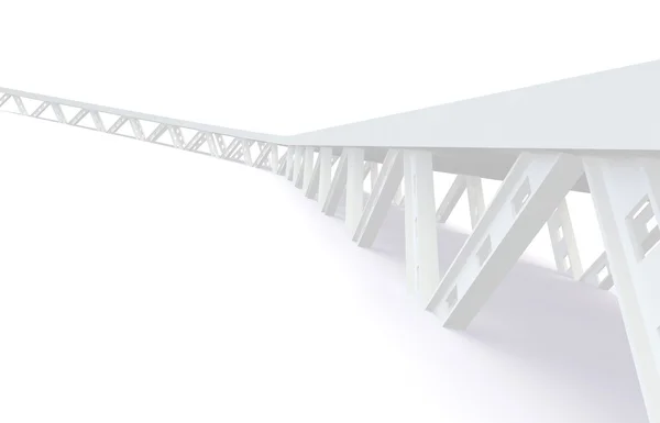 Abstrakte futuristische weiße Brücke. 3D-Darstellung — Stockfoto
