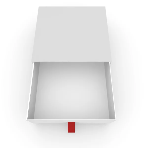 Caja blanca en blanco abierto con cuerda — Foto de Stock