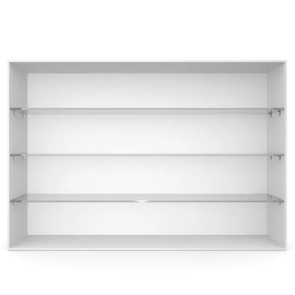 White empty showcase with glass shelves — Stock Photo, Image