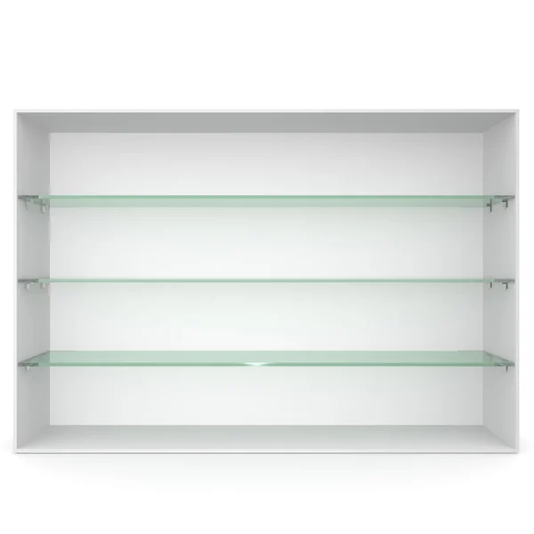 Blanco escaparate vacío con estantes de vidrio verde — Foto de Stock
