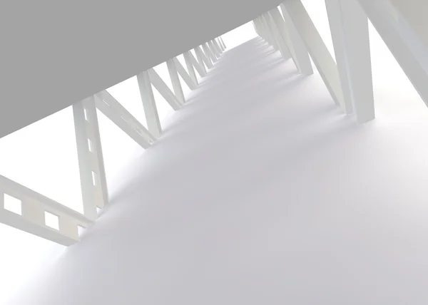 Abstraktní futuristické bílý most. 3D vykreslování — Stock fotografie
