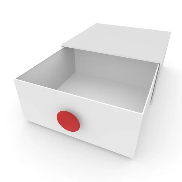 Empty white box with red handle with pull-out compartment for gifts — Stock Photo, Image