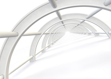 Soyut beyaz köprünün ucunda parlak bir ışık