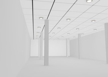 Beyaz boş oda bir salonu ya da ofis için
