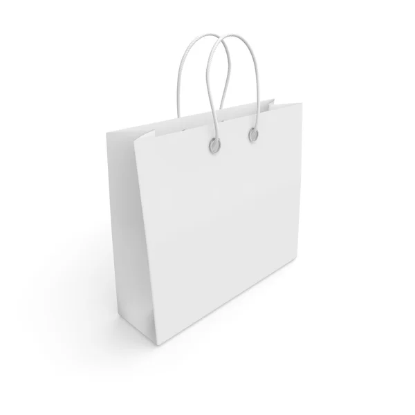 Пакет белого цвета с ручками малого размера для товаров и продуктов — стоковое фото