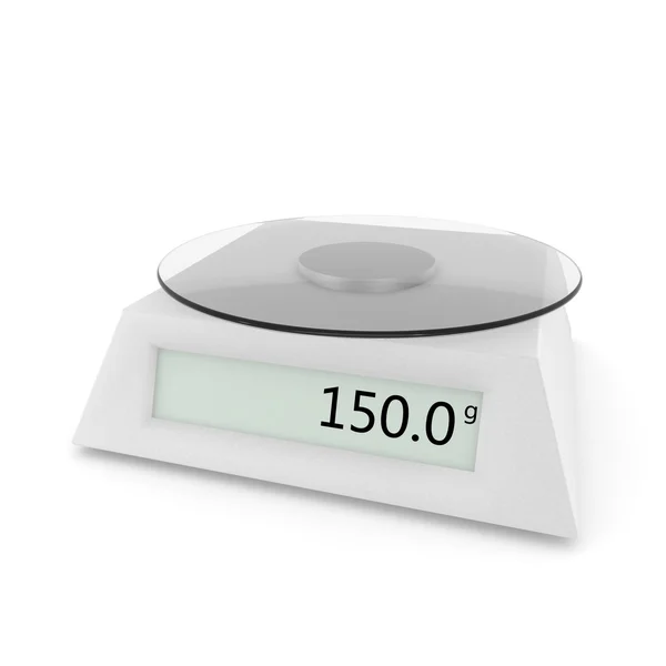 Digital kitchen scale show 150 grams — Stock Photo, Image