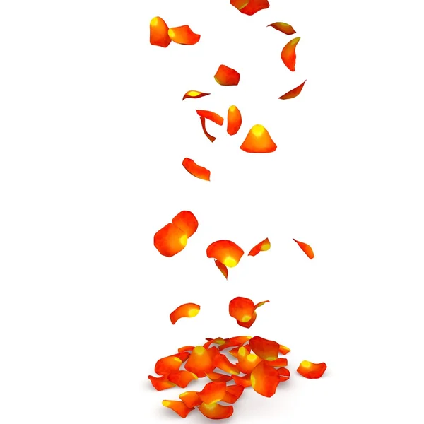 Pétalos de rosa naranja volando en el suelo — Foto de Stock