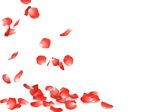 Pétalas vermelhas de rosa voando no chão — Fotografia de Stock