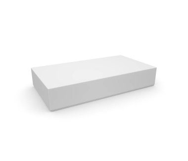 Tasarımınız için boş gri karton kutu. Beyaz izole edilmiş arka plan. 3 Boyutlu Hazırlama