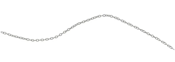 Silver Long Chain White Isolated Background Render — Stock Photo, Image