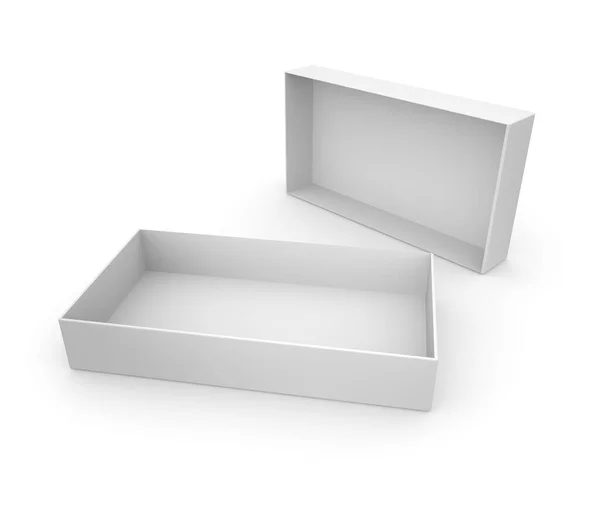 Caja Cartón Gris Vacía Para Diseño Fondo Blanco Aislado Renderizado —  Fotos de Stock