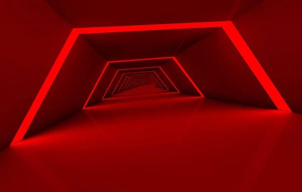 Red Abstract Tunnel Modern Style Render — Stock Photo, Image