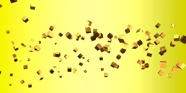 抽象的立方体在黄色的背景上在空中飞舞 现代设计 桌面墙纸 3D渲染 — 图库照片
