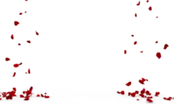 Červené Okvětní Lístky Růží Rozmazaném Pozadí Létají Padají Podlahu Rozmazané — Stock fotografie