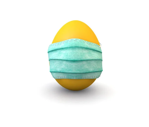 Wielkanocne Jajo Masce Medycznej Izolowanym Białym Tle Chroniącym Przed Koronawirusem — Zdjęcie stockowe