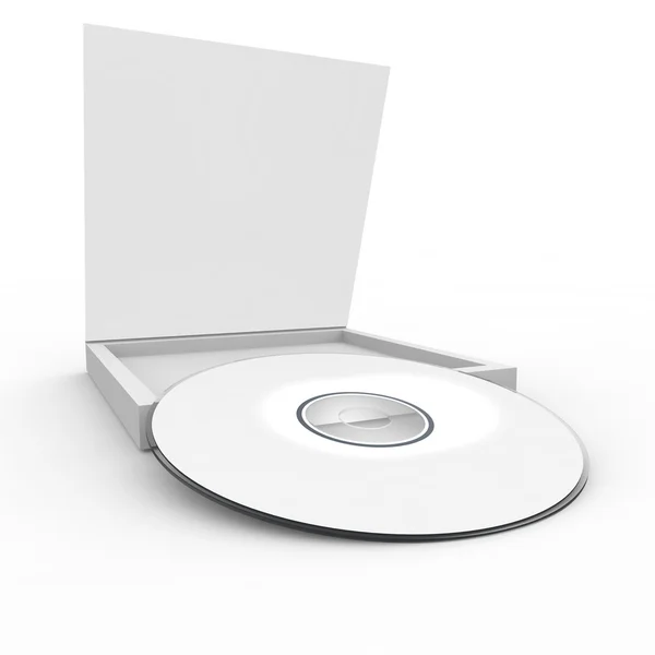 Forma branca em branco - um disco em uma caixa — Fotografia de Stock
