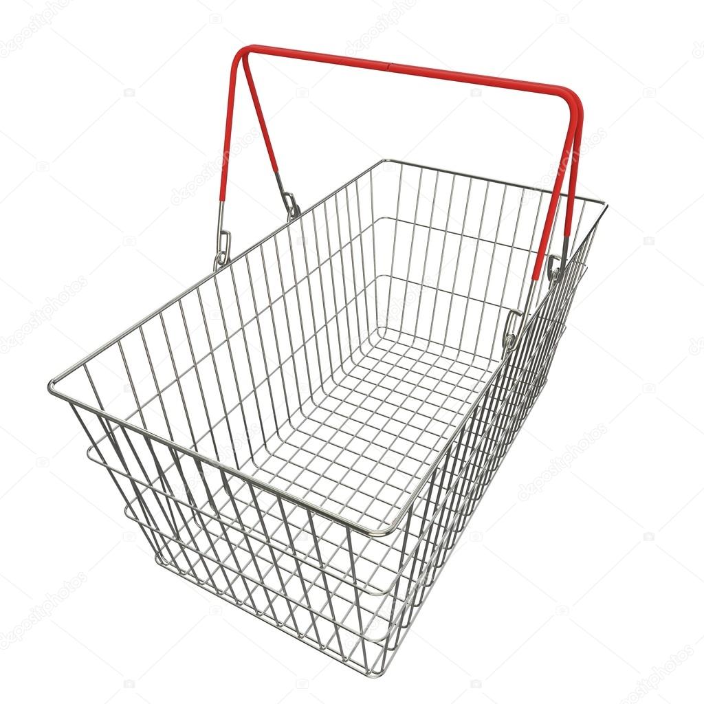 Empty basket with red rubberized handles